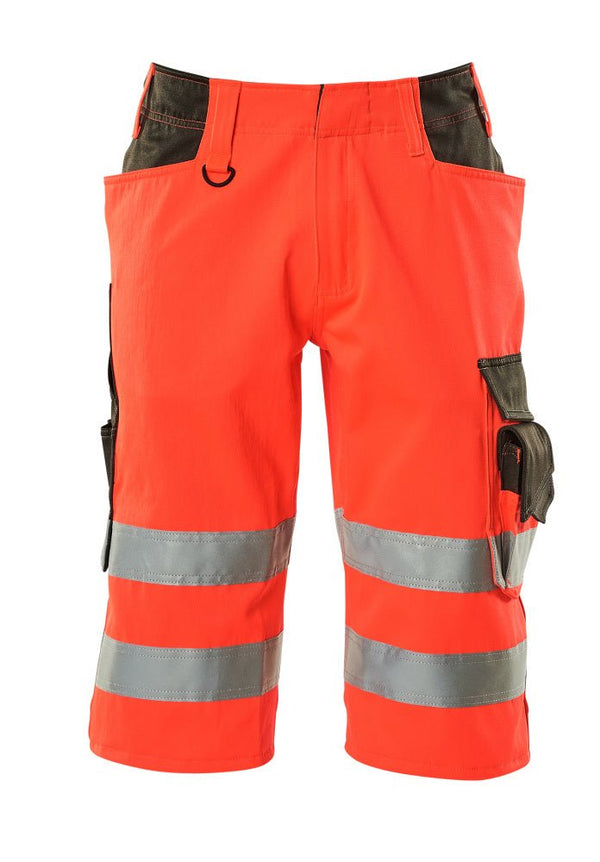 Shortsit, pitkät - 15549-860 - hi-vis punainen/tumma antrasiitti - Safewear